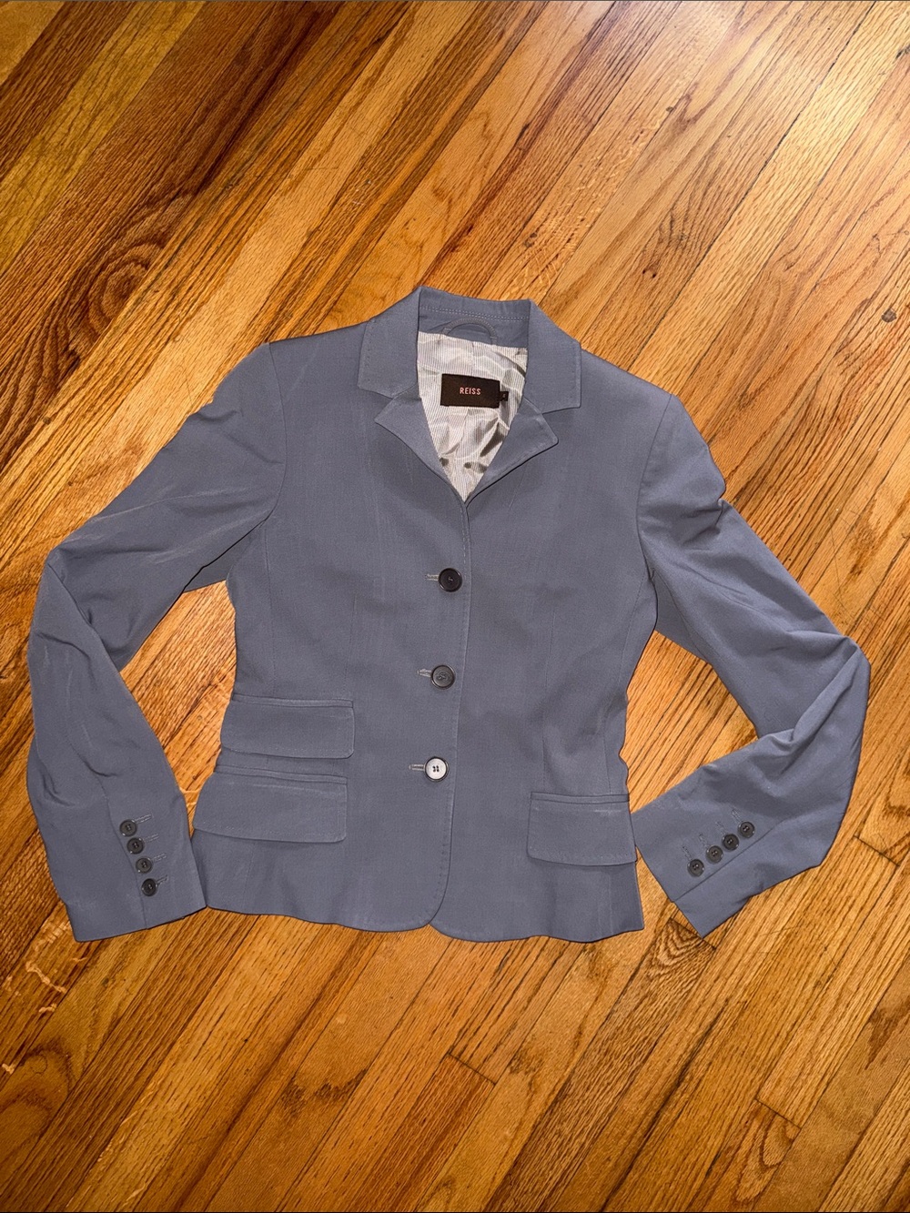 Reiss Grey Single-Breasted Blazer 3 Button Blazer 6 XS